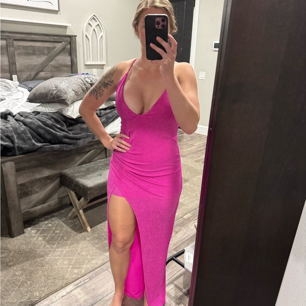 NBD X REVOLVE Andela maxi gown in glittery pink medium